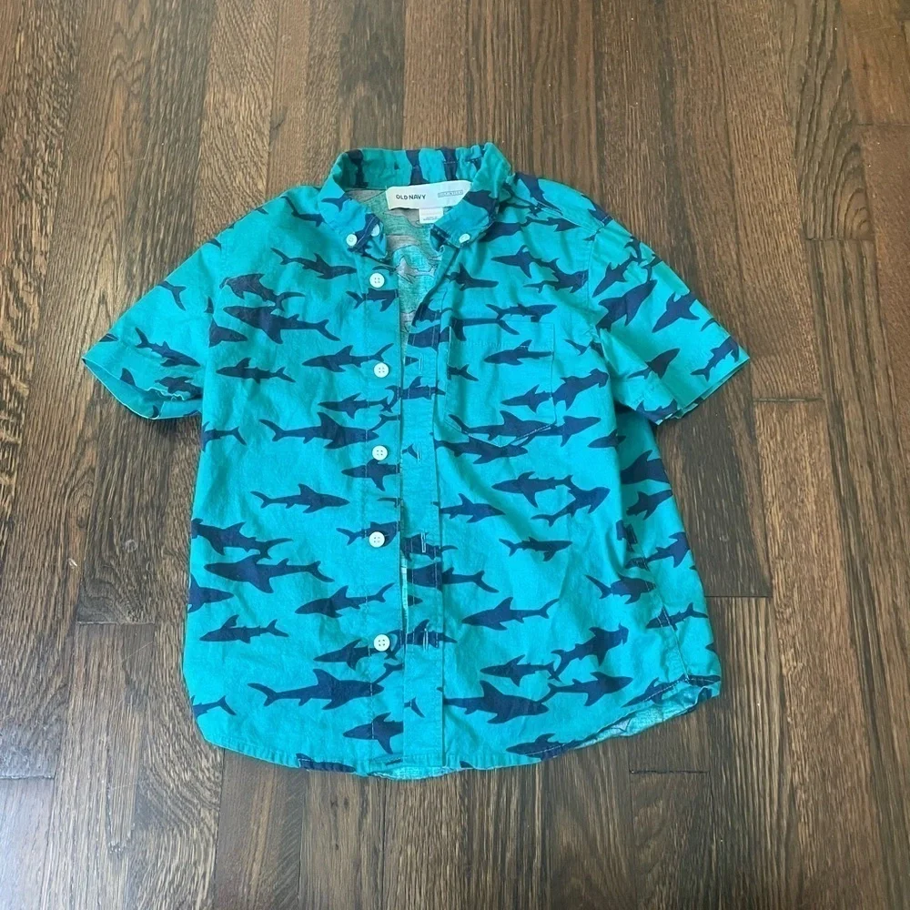 Old navy boys button down shark shirt